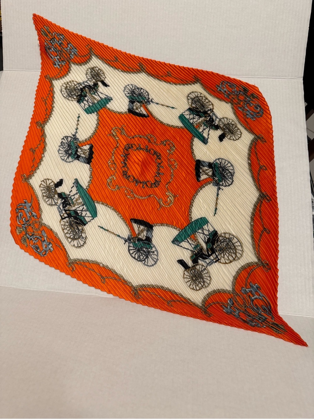 Orange and Cream Vintage-Style Women's Scarf